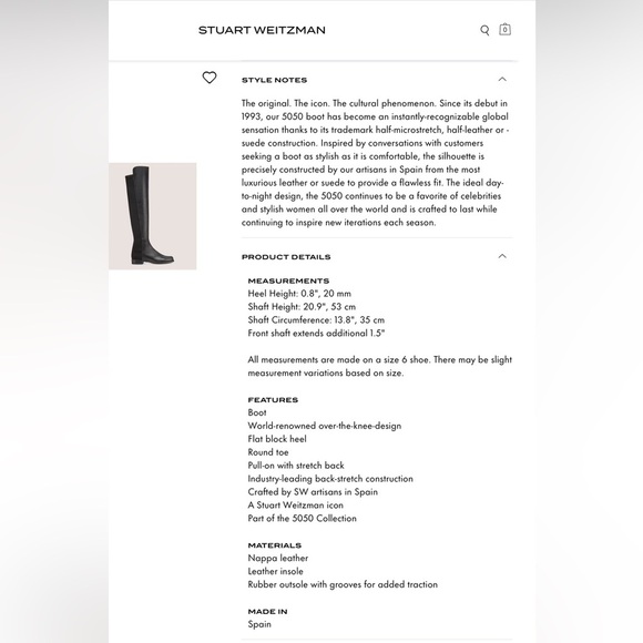 Stuart Weitzman 5050 Boot In Nappa Leather Over The Knee Boot In Black Size 8 - Picture 16 of 16